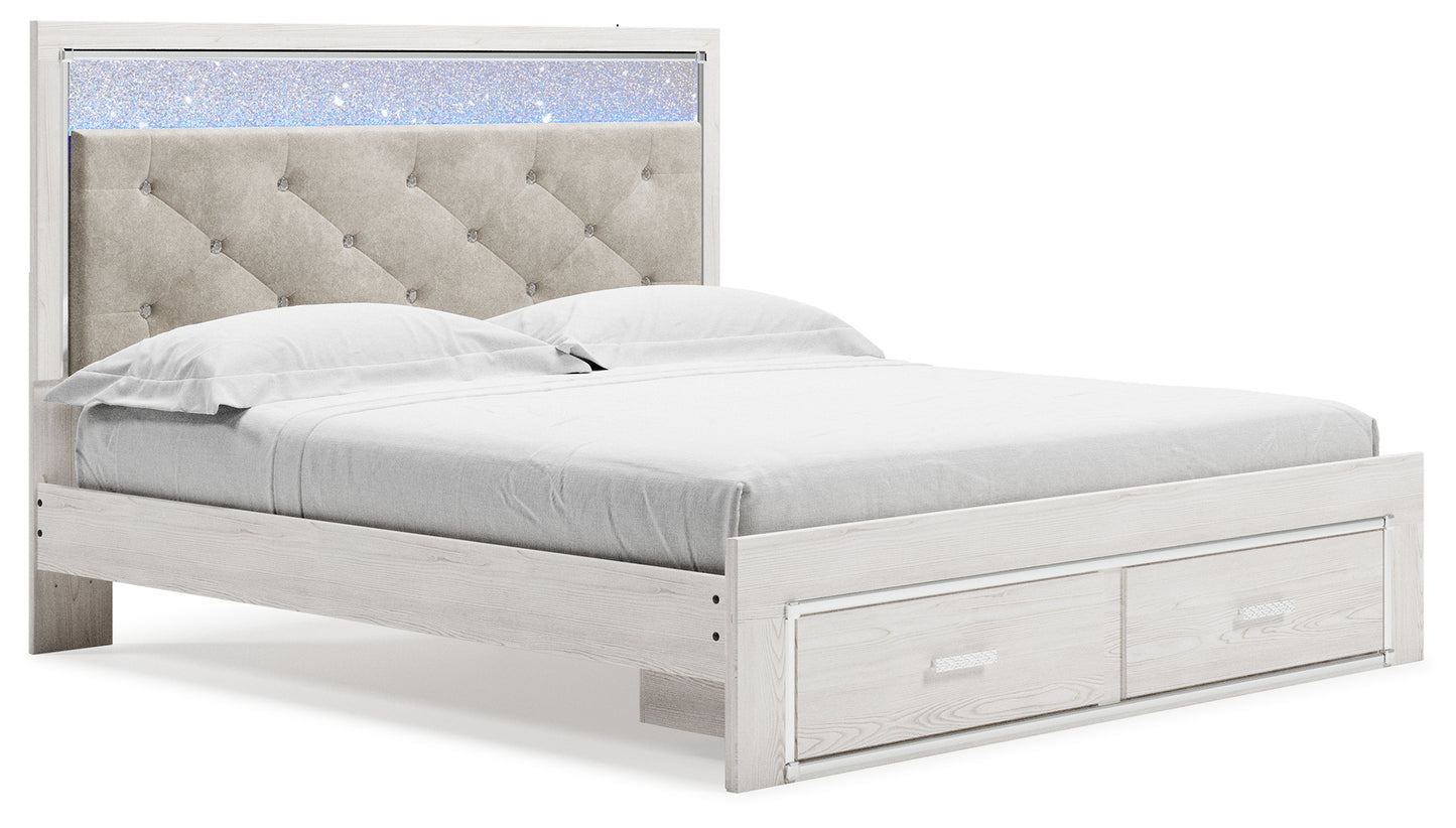 Altyra King Upholstered Storage Bed, Dresser, Mirror and 2 Nightstands