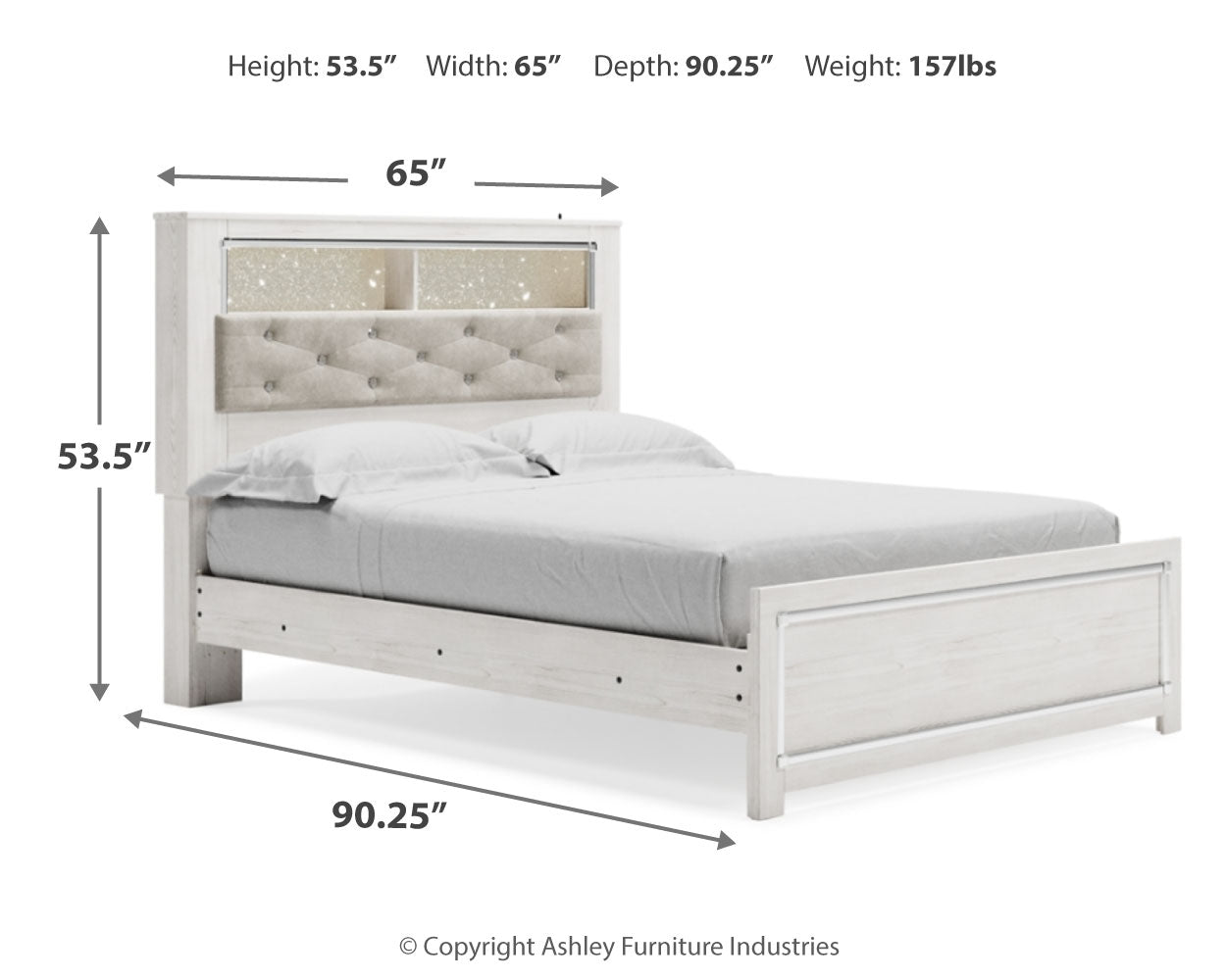 Altyra Queen Bookcase Panel Bed, Dresser, Mirror and Chest