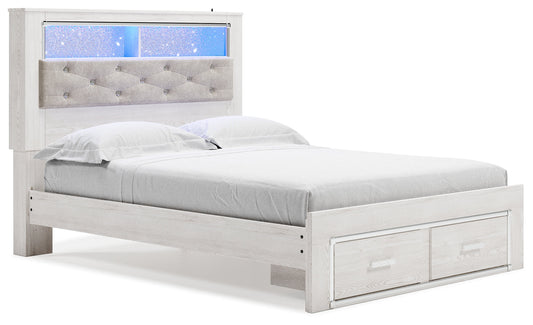 Altyra Queen Upholstered Bookcase Bed with Storage