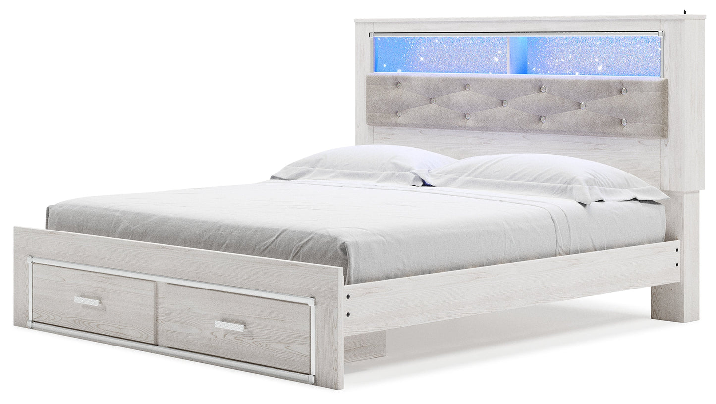 Altyra King Upholstered Bookcase Bed with Storage