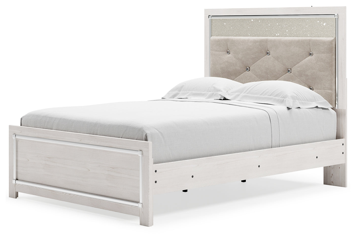 Altyra Full Upholstered Panel Bed, Dresser and Nightstand