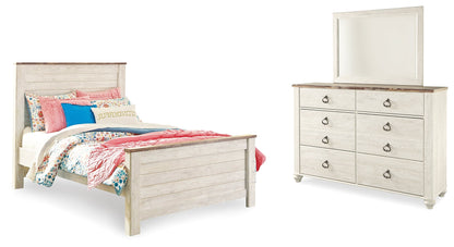 Willowton Full Panel Bed, Dresser and Mirror