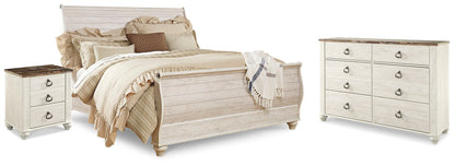 Willowton King Sleigh Bed, Dresser and Nightstand