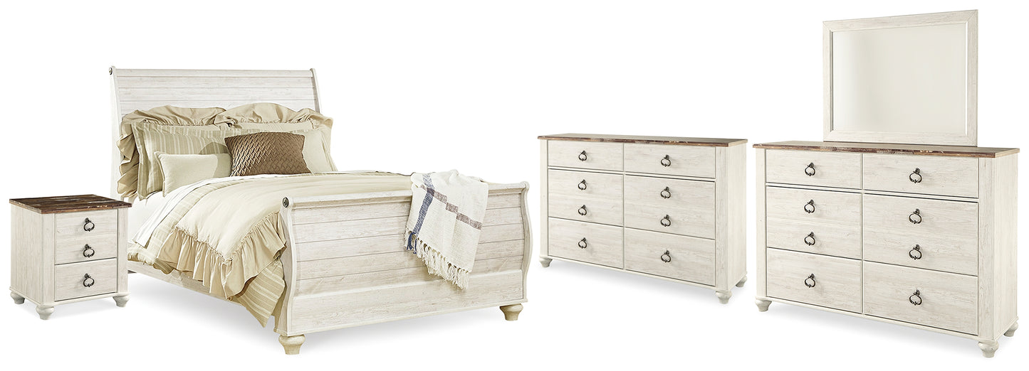 Willowton Queen Bed, Dresser, Mirror and Chest