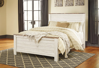 Willowton Queen Panel Bed, Dresser, Mirror and 2 Nightstands