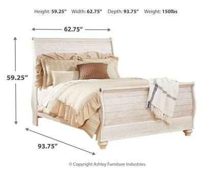 Willowton Queen Sleigh Bed, Dresser and Mirror