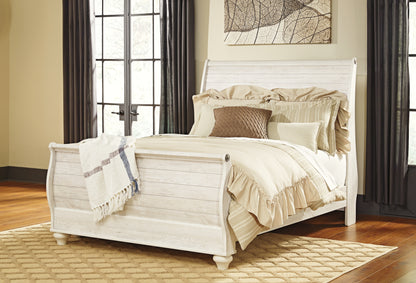 Willowton Queen Sleigh Bed, Dresser and Mirror