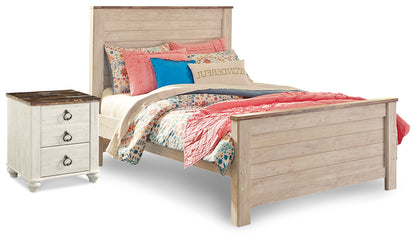 Willowton Full Panel Bed and Nightstand