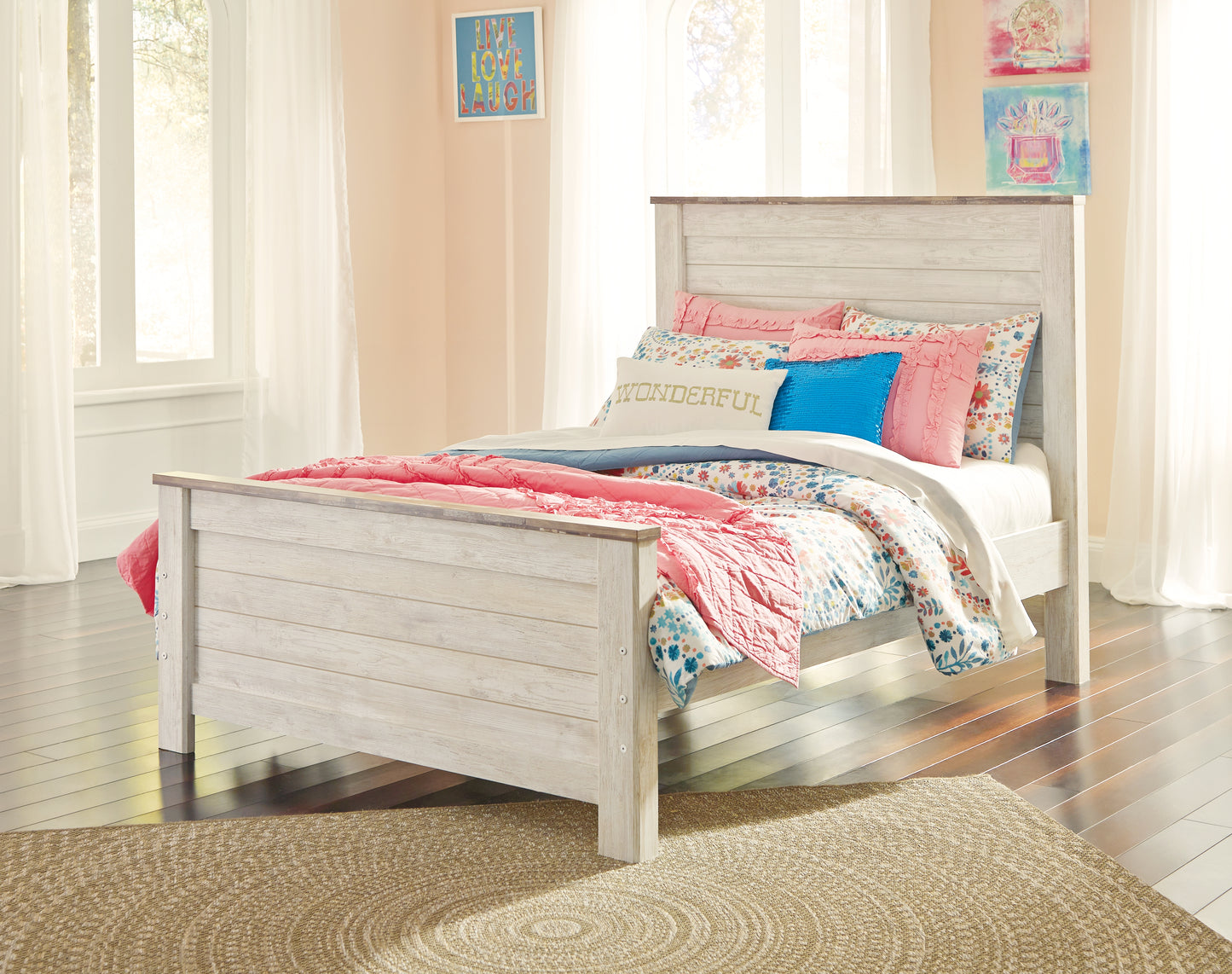 Willowton Full Panel Bed and Nightstand