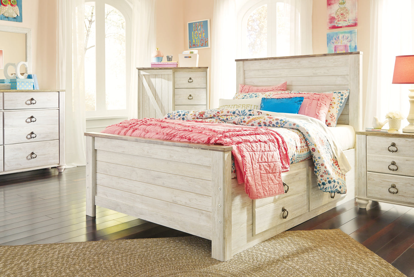 Willowton Full Panel Bed with 2 Storage Drawers