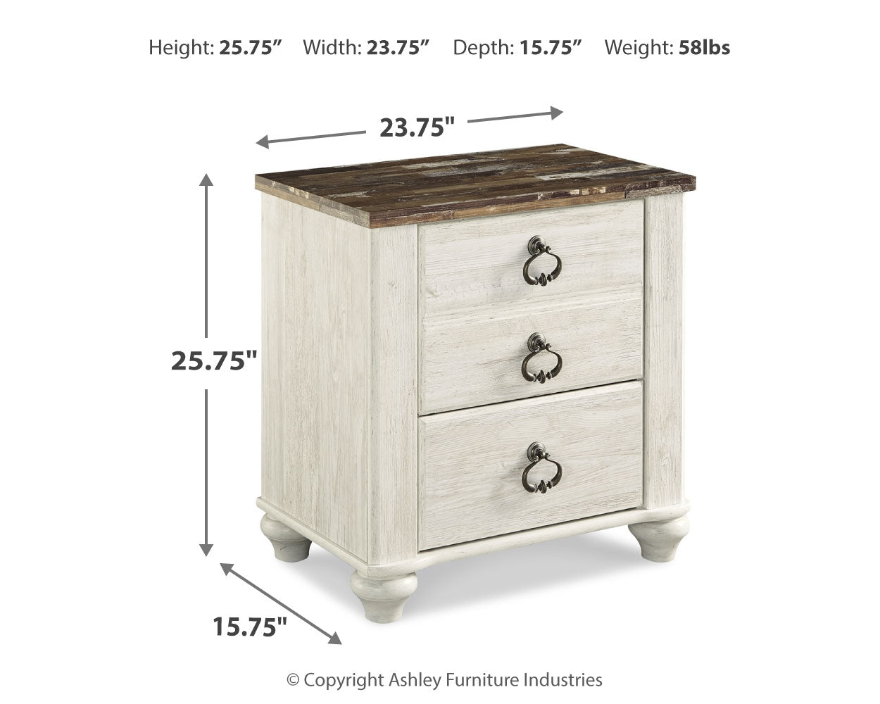 Willowton Queen Bed, Dresser, Mirror and Chest