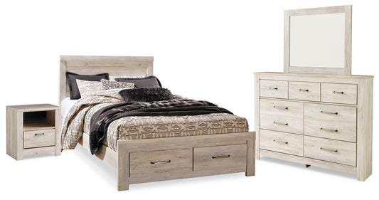 Bellaby Queen Panel Storage Bed, Dresser, Mirror and Nightstand