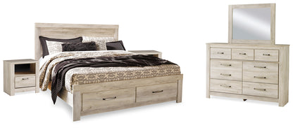 Bellaby King Panel Storage Bed, Dresser, Mirror and 2 Nightstands