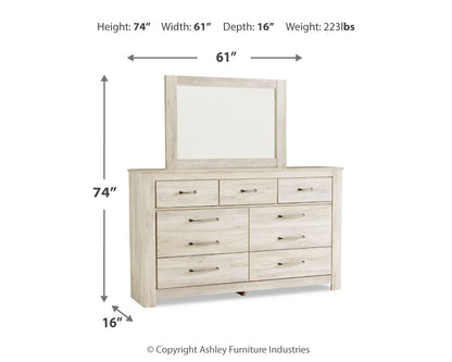 Bellaby King Crossbuck Panel Bed, Dresser, Mirror, and Nightstand