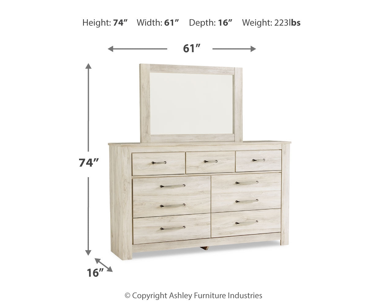 Bellaby Queen Panel Storage Bed, Dresser, Mirror and Nightstand