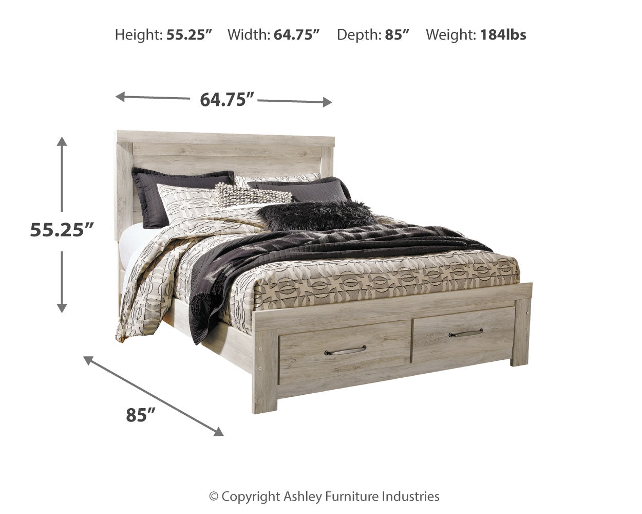 Bellaby Queen Panel Storage Bed, Dresser, Mirror and Nightstand