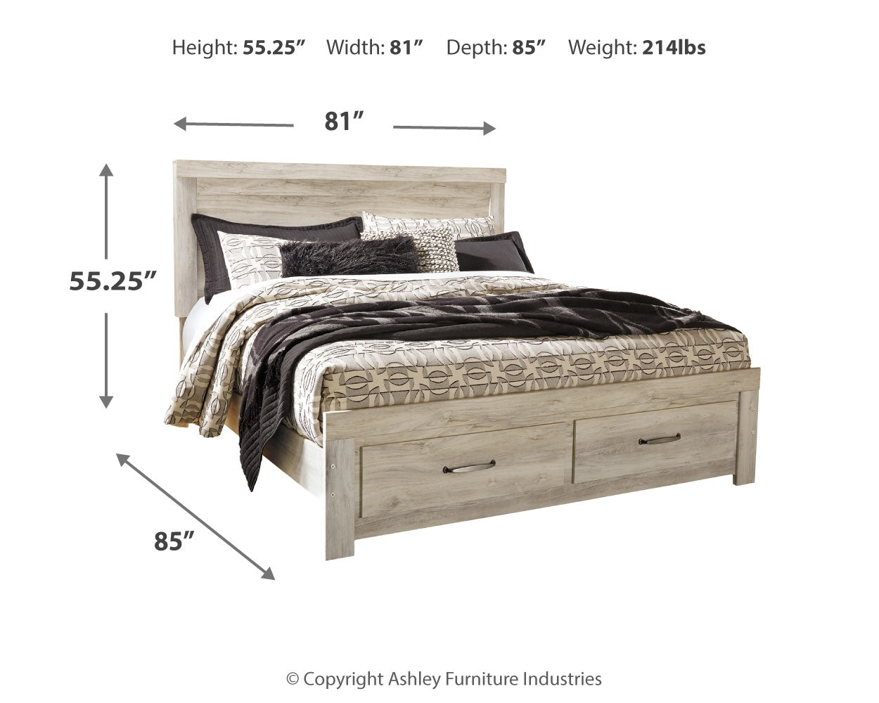 Bellaby King Panel Storage Bed, Dresser, Mirror and 2 Nightstands