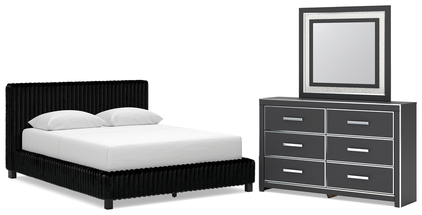 Zuraleus Queen Upholstered Bed, Dresser and Mirror