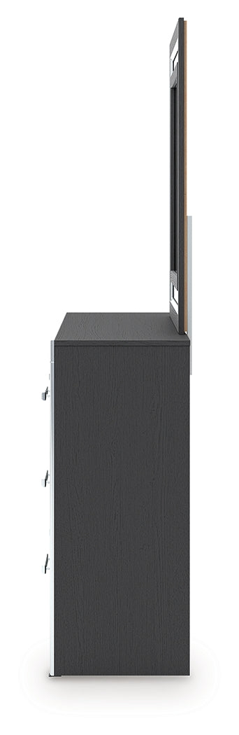 Zuraleus Queen Upholstered Panel Platform Storage Bed, Dresser and Mirror