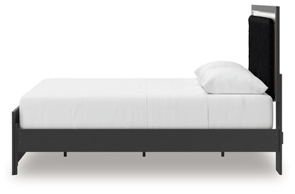 Zuraleus Queen Upholstered Panel Platform Bed, Dresser and Mirror