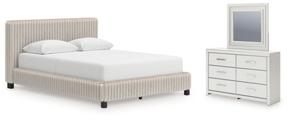 Zuraleus Queen Upholstered Bed, Dresser and Mirror