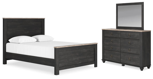 Nanforth Queen Panel Bed, Dresser and Mirror