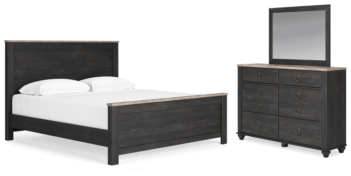 Nanforth King Panel Bed, Dresser and Mirror