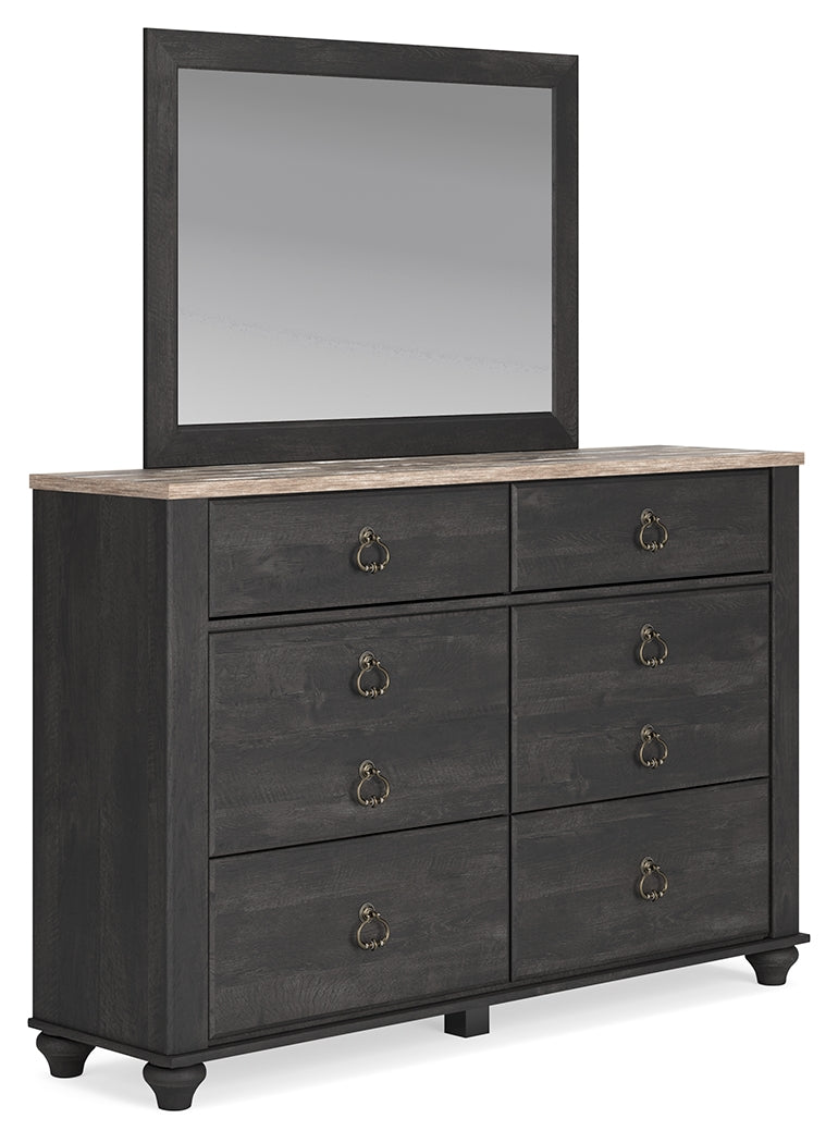 Nanforth Queen Panel Bed, Dresser and Mirror