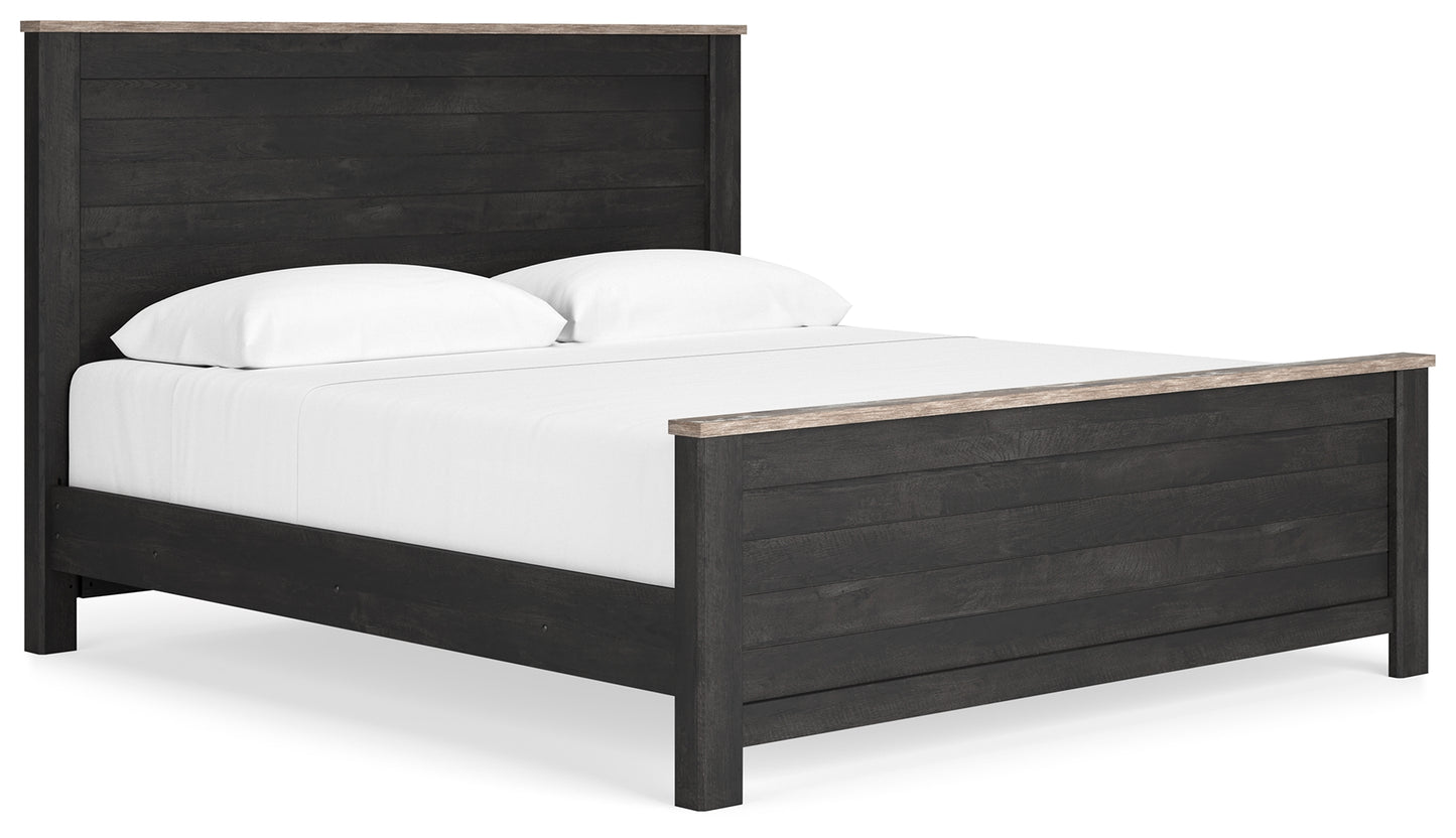 Nanforth King Panel Bed, Dresser, Mirror and Nightstand