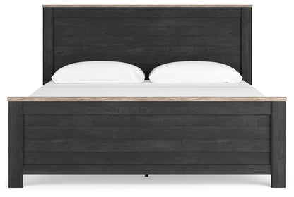 Nanforth King Panel Bed, Dresser, Mirror and Nightstand