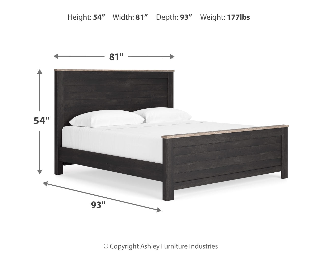 Nanforth King Panel Bed, Dresser, Mirror and Nightstand
