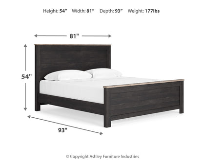 Nanforth King Panel Bed, Dresser, Mirror and Nightstand