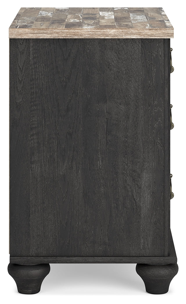 Nanforth Queen Panel Bed, Dresser, Mirror and Nightstand