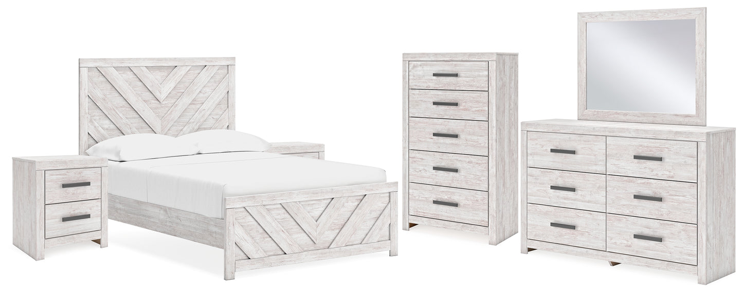 Cayboni Full Panel Bed, Dresser, Mirror, Chest and 2 Nightstands
