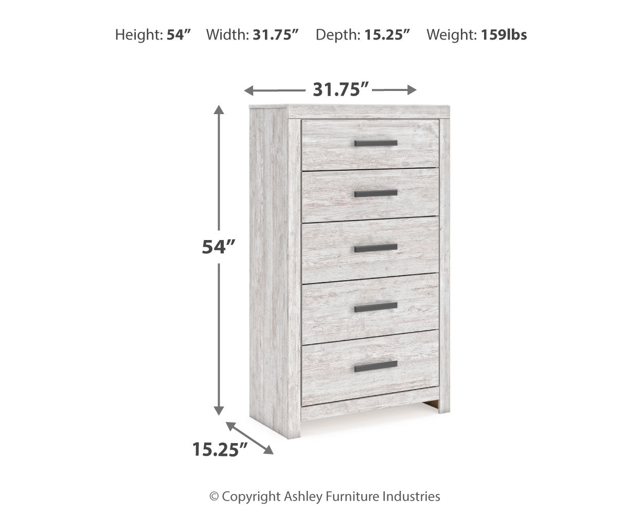 Cayboni Twin Panel Bed, Dresser and Chest