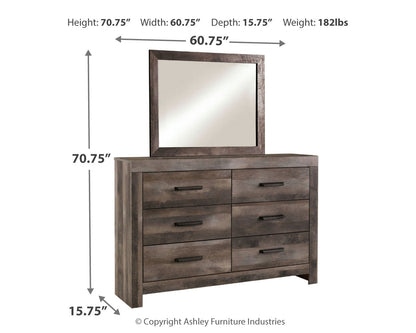 Wynnlow King Crossbuck Panel Bed, Dresser, Mirror and Nightstand