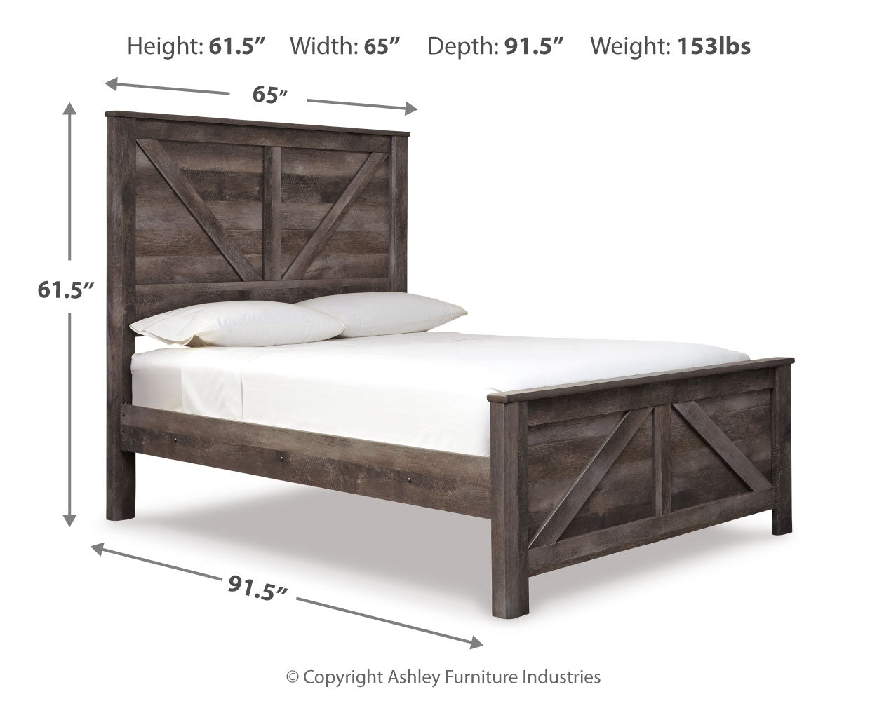 Wynnlow Queen Crossbuck Panel Bed, Chest and Nightstand