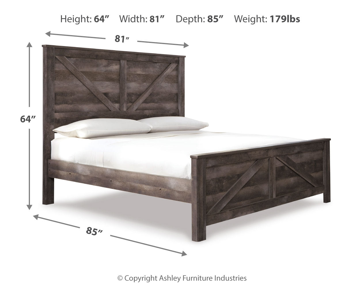 Wynnlow King Crossbuck Panel Bed