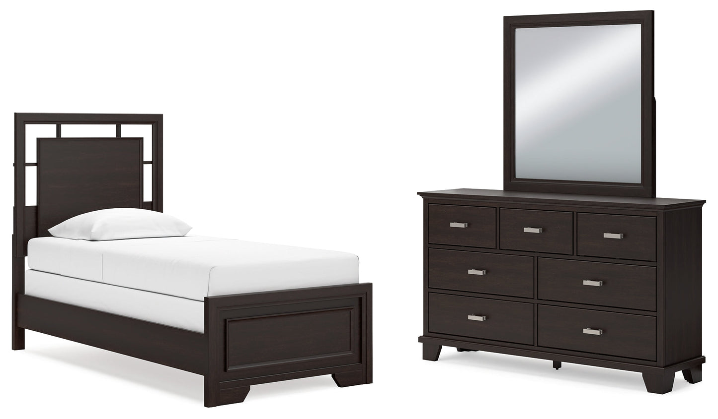 Covetown Twin Panel Bed, Dresser and Mirror