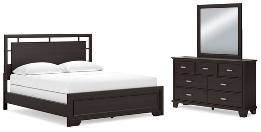 Covetown California King Panel Bed, Dresser and Mirror