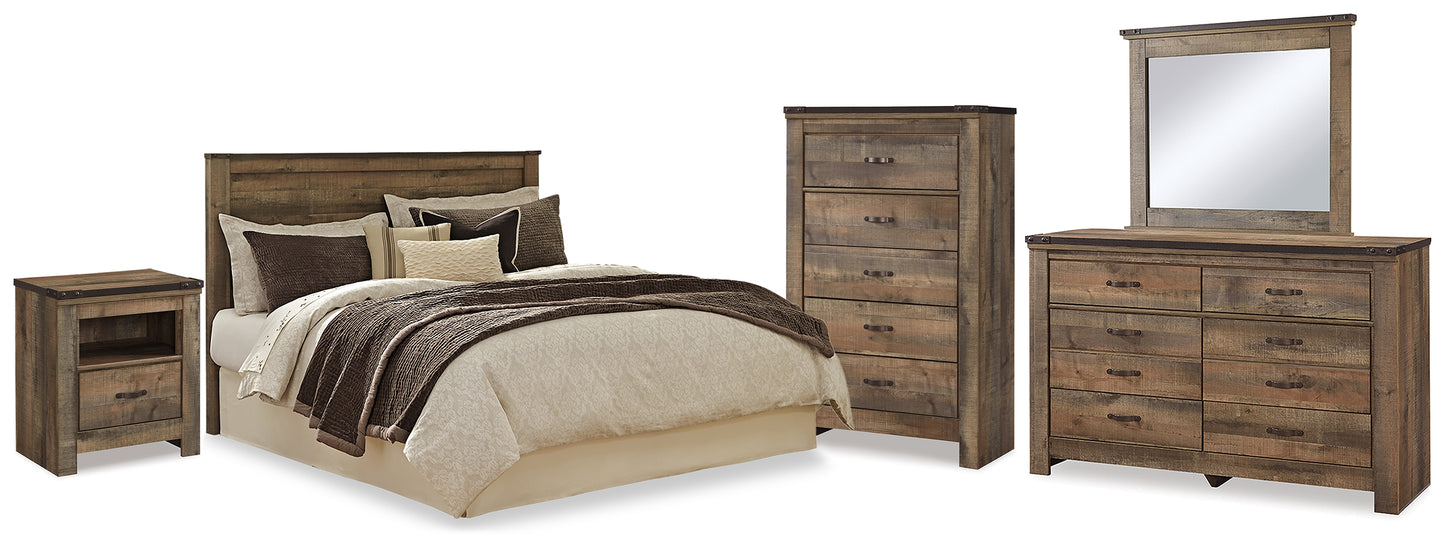 Trinell Queen Panel Headboard, Dresser, Mirror, Chest and Nightstand