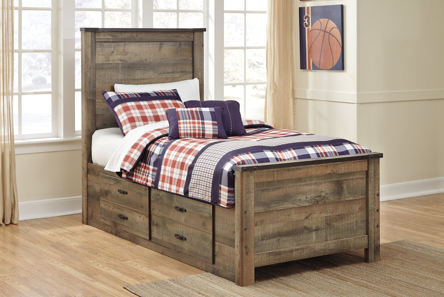 Trinell Twin Panel Bed with 2 Storage Drawers