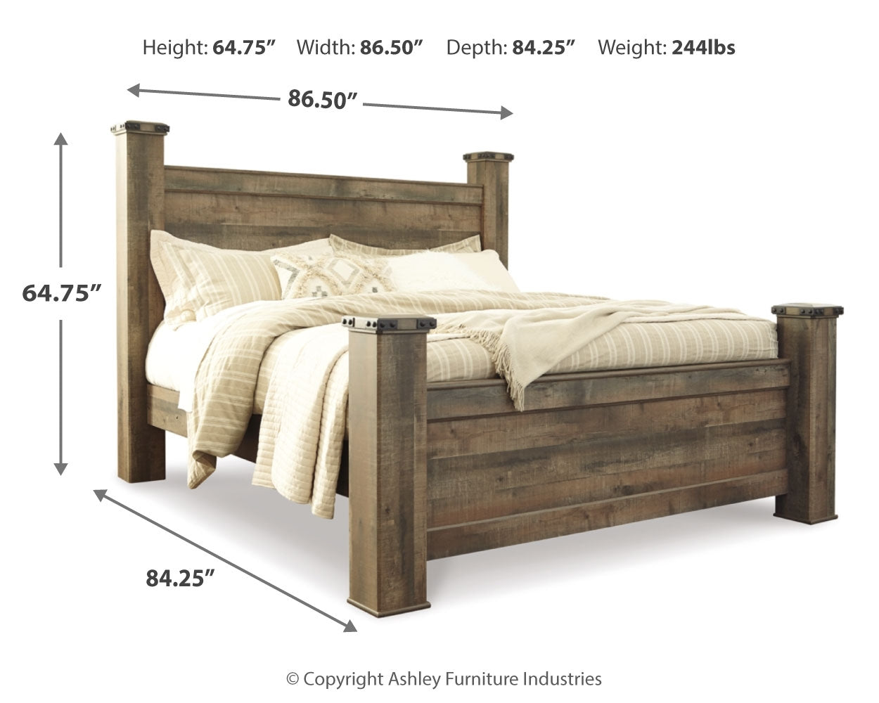 Trinell King Poster Bed, Dresser, Mirror and Nightstand