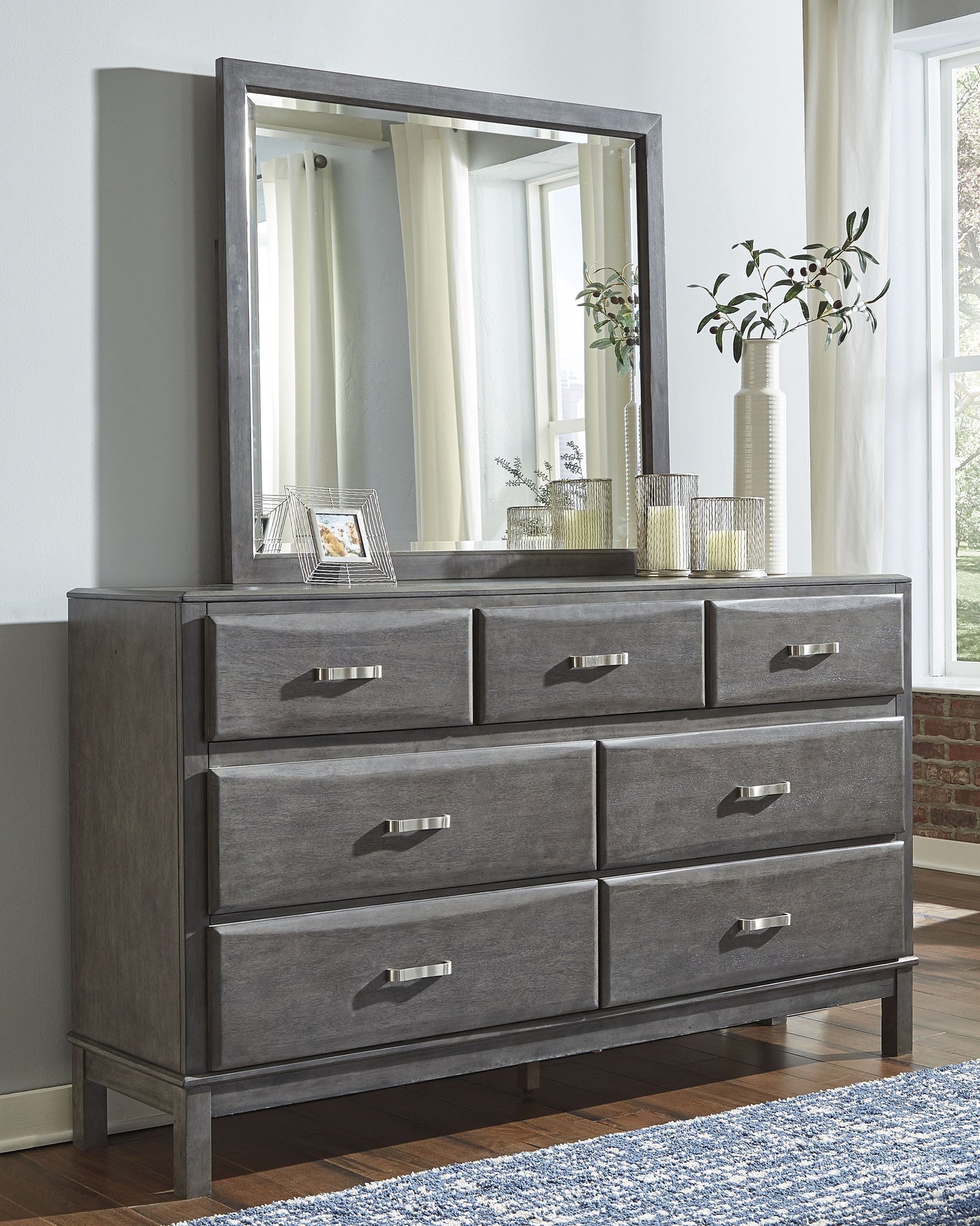 Caitbrook California King Storage Bed, Dresser, Mirror and Chest