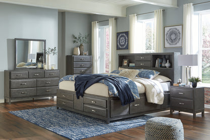 Caitbrook California King Storage Bed, Dresser, Mirror and Chest