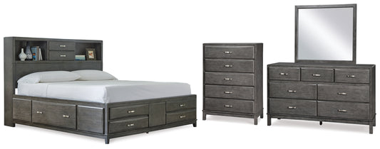 Caitbrook Queen Storage Bed, Dresser, Mirror and Chest