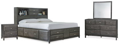 Caitbrook King Storage Bed, Dresser, Mirror and Nightstand