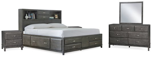 Caitbrook King Storage Bed, Dresser, Mirror and 2 Nightstands