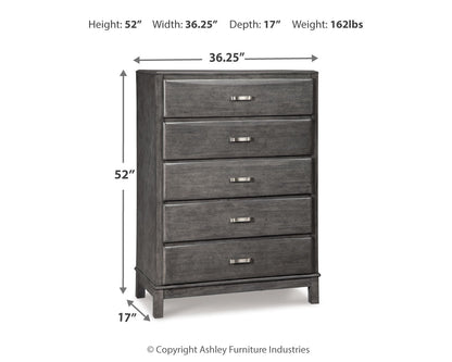 Caitbrook California King Storage Bed, Dresser, Mirror and Chest