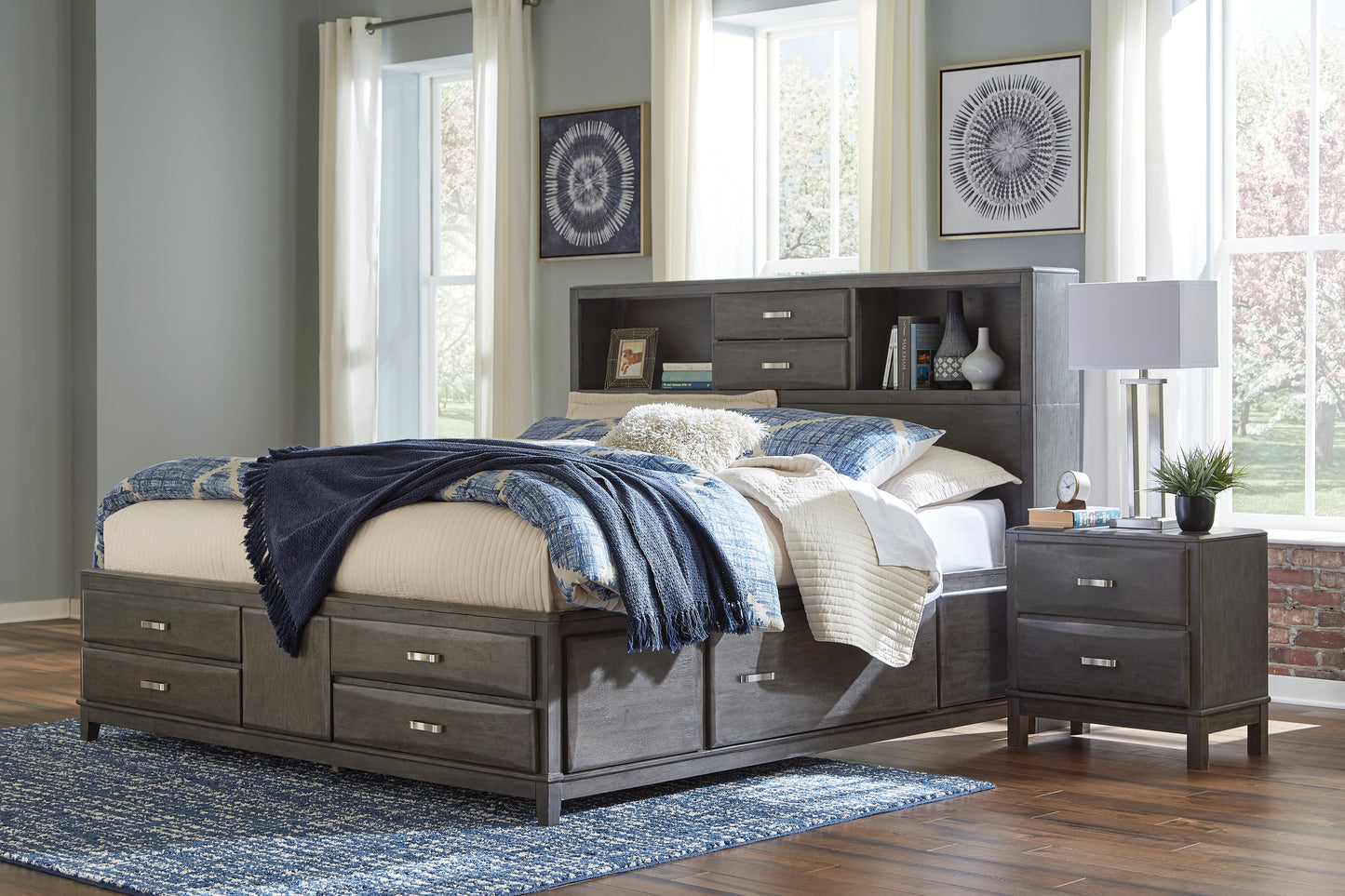 Caitbrook King Storage Bed, Dresser, Mirror and Nightstand